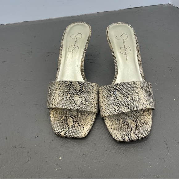 ⛔️SOLD⛔️Jessica Simpson Leather Reptile Square Toe Sandals - Picture 4 of 11